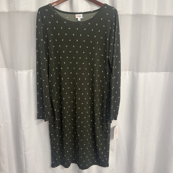 Lularoe Dress Debbie 2XL NWT Long Sleeve Green Stretchy LR208 - Picture 1 of 6